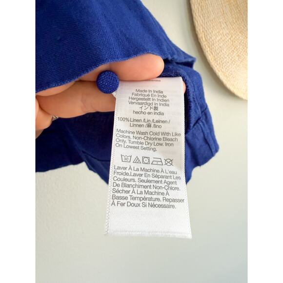 Madewell | NWT Curved-Neck Shell Tank in 100% Linen Bright Sapphire Blue | Sz 0 - Picture 9 of 10